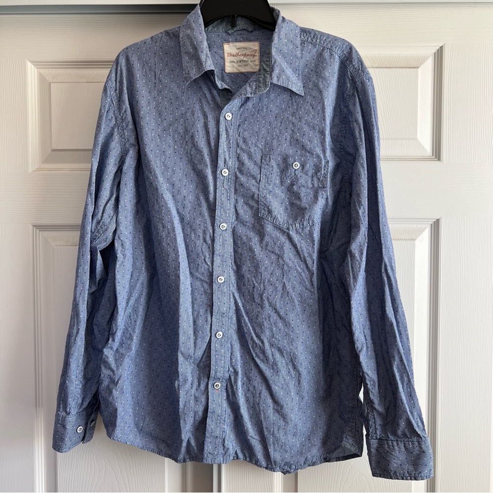 Weatherproof - Long Sleeve Dress Shirt - Blue - Size L